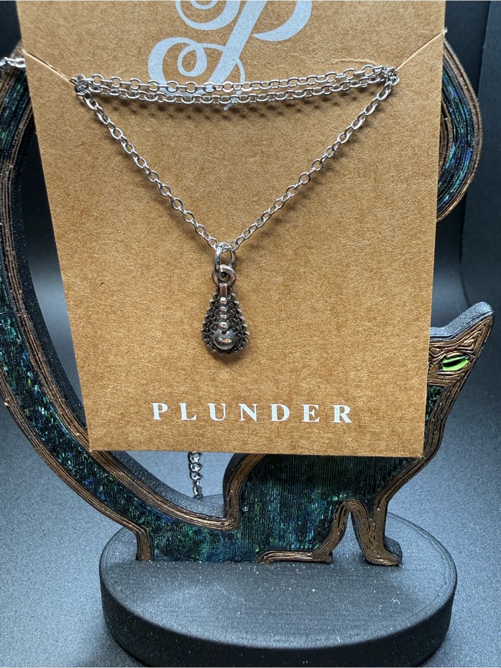 Plunder Silver-Tone necklace and added by me Teardrop Pendant Necklace
